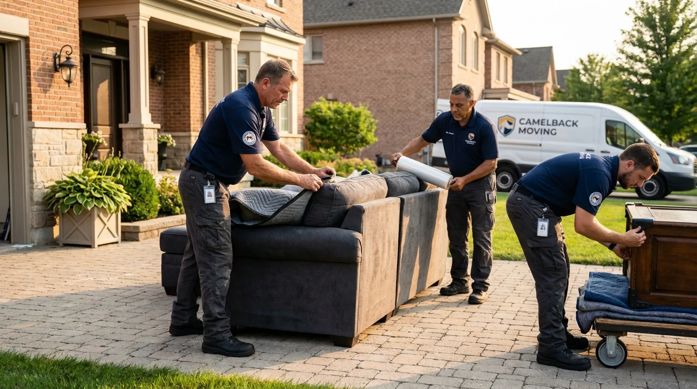 Large estate moving crew wrapping furniture in Madison, AL